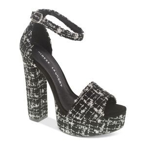 CHINESE LAUNDRY Womens Black Plaid 1" Platform Tweed Avenue Sandals 5.5 M
